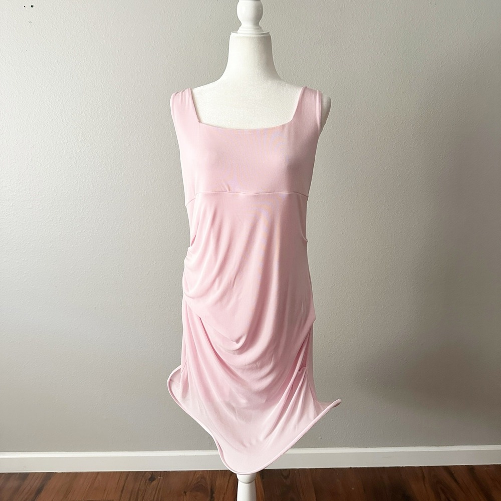 Mare Mare X Anthro Pink Sleeveless Mini Dress Shaped Flounce Hem women's XLp NEW - Picture 2 of 10